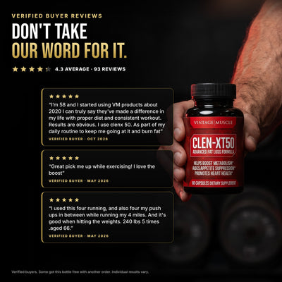 Verified buyer reviews of Vintage Muscle CLEN-XT50: 4.3 average from 93 reviews.